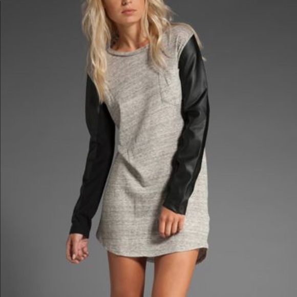 American Retro Dresses & Skirts - American Retro Leather Sleeve Dress Retro Mini